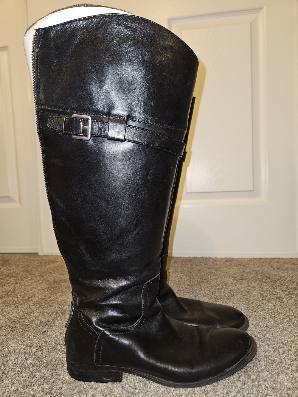 Nine West Black Leather Knee-High Riding Boots